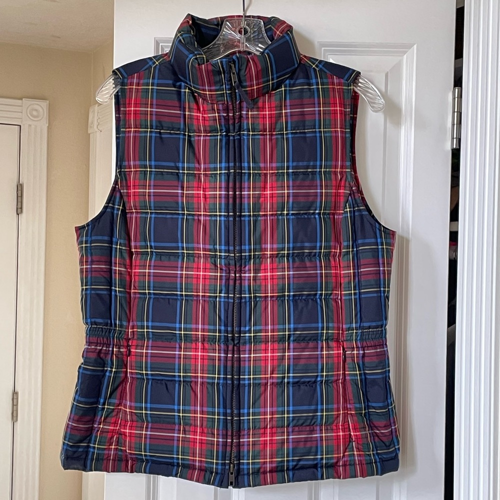TALBOTS Macbeth Plaid Puffer Vest Women’s Size M